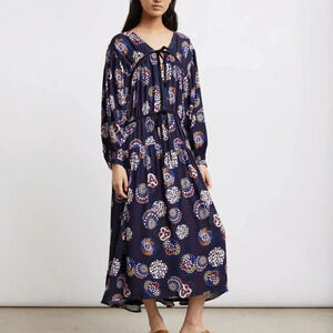 Ciao Lucia Blue Terina Bomba Boho Prairie Maxi Dress‎ Medium